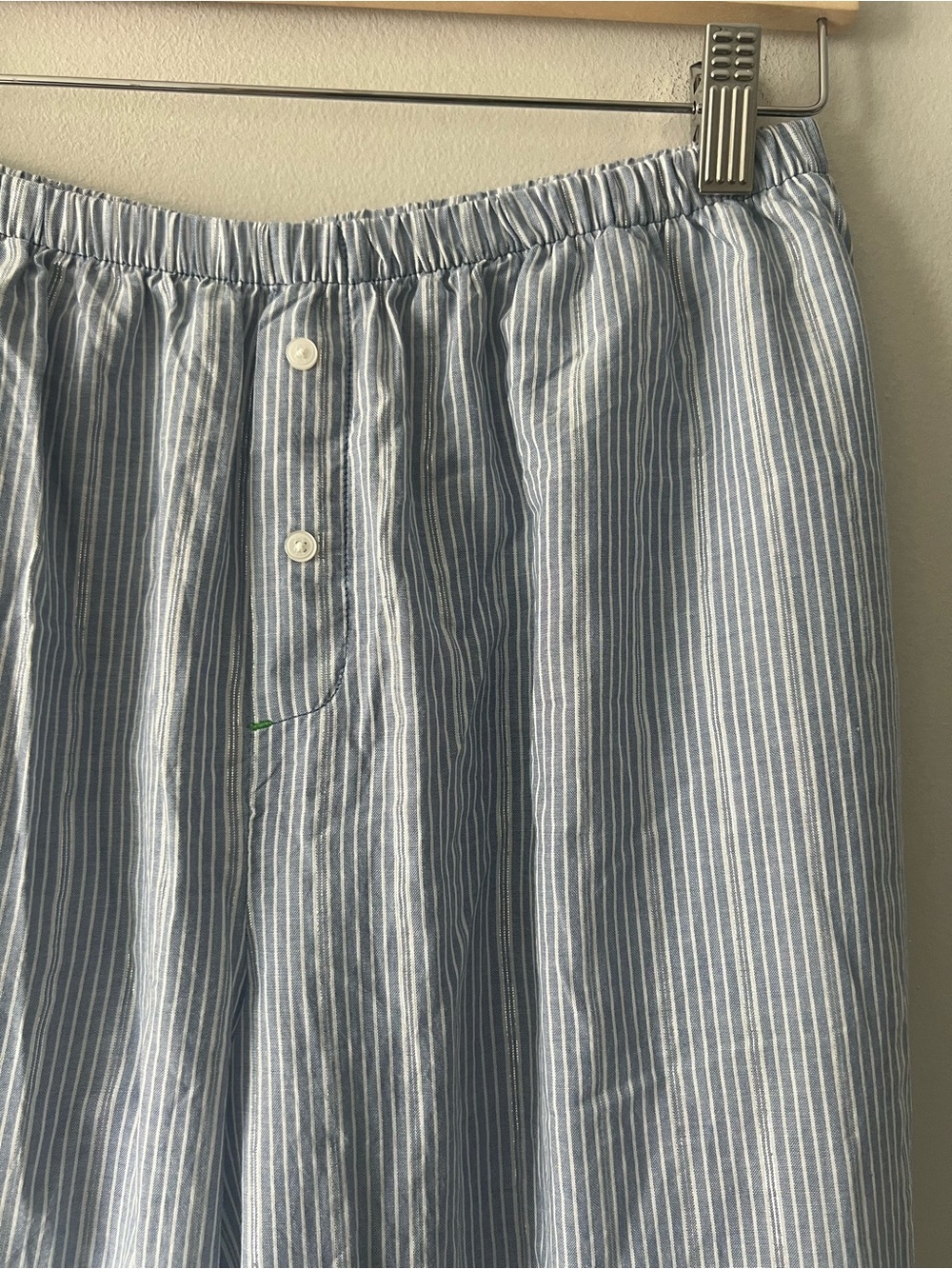 Aerie Off-Duty Poplin Tie Front Pajama Set Blue Stripe L Top M Bottom - Picture 6 of 9